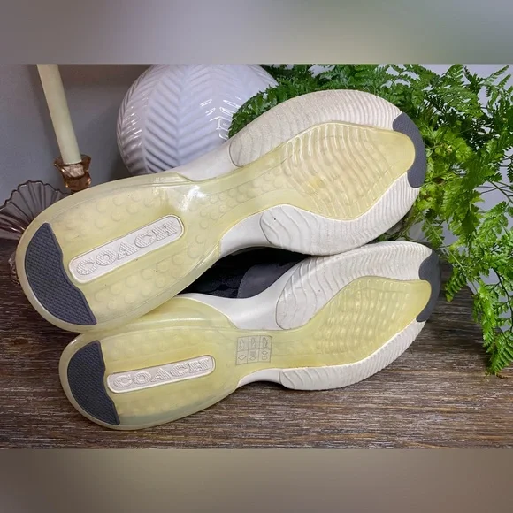 Coach Mens 12D Leather Citysole Runner Suede Designer Sneakers Shoes Black Gray - Picture 11 of 12